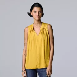 Women's Simply Vera Vera Wang Pleated Tank -Simply Vera Vera Wang Shop 5568467 Golden Ticket