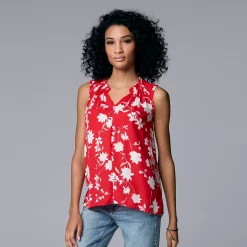 Women's Simply Vera Vera Wang Pleated Tank -Simply Vera Vera Wang Shop 5568467 Large Bouquet Field