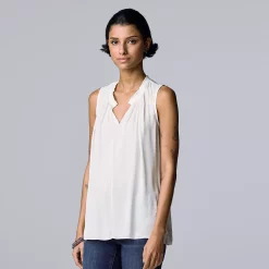Women's Simply Vera Vera Wang Pleated Tank -Simply Vera Vera Wang Shop 5568467 Modern White