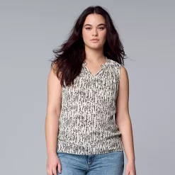 Women's Simply Vera Vera Wang Pleated Tank -Simply Vera Vera Wang Shop 5568467 Striped Texture