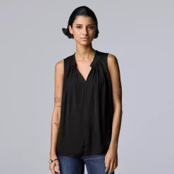 Women's Simply Vera Vera Wang Pleated Tank -Simply Vera Vera Wang Shop 5568467 Vera Black