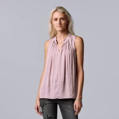 Women's Simply Vera Vera Wang Pleated Tank -Simply Vera Vera Wang Shop 5568467 Washed Grape