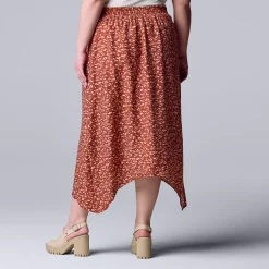 Plus Size Simply Vera Vera Wang Print Shark-Bite Hem Midi Skirt -Simply Vera Vera Wang Shop 5568893 ALT