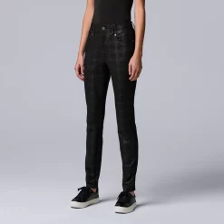 Women's Simply Vera Vera Wang High-Rise Ponte Skinny Pants -Simply Vera Vera Wang Shop 5577522 Grey Coated Plaid