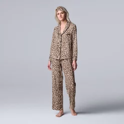 Women's Simply Vera Vera Wang Cozy 3-pc. Long Sleeve Pajama Set & Matching Headband -Simply Vera Vera Wang Shop 5582800 Natural Animal