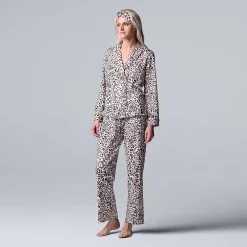Women's Simply Vera Vera Wang Cozy 3-pc. Long Sleeve Pajama Set & Matching Headband -Simply Vera Vera Wang Shop 5582800 White Animal