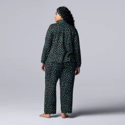 Plus Size Simply Vera Vera Wang Cozy 3-pc. Long Sleeve Pajama Shirt, Pajama Pants & Matching Headband Sleep Set -Simply Vera Vera Wang Shop 5582802 ALT