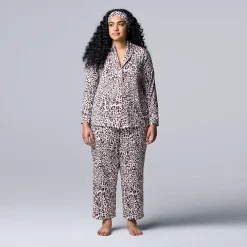 Plus Size Simply Vera Vera Wang Cozy 3-pc. Long Sleeve Pajama Shirt, Pajama Pants & Matching Headband Sleep Set