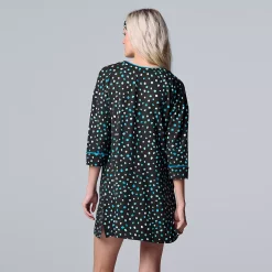 Women's Simply Vera Vera Wang 3/4 Sleeve Cozy Henley Sleepshirt with Matching Headband -Simply Vera Vera Wang Shop 5582805 ALT