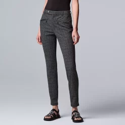 Petite Simply Vera Vera Wang High-Waisted Seamed Ponte Skinny Pants -Simply Vera Vera Wang Shop 5586452 Grey Plaid