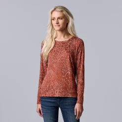 Women's Simply Vera Vera Wang Textured Crewneck Tee 23 Women's Simply Vera Vera Wang Textured Crewneck Tee -Simply Vera Vera Wang Shop 5684498 Aged Wine
