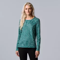 Women's Simply Vera Vera Wang Textured Crewneck Tee 20 Women's Simply Vera Vera Wang Textured Crewneck Tee -Simply Vera Vera Wang Shop 5684498 Dark Teal