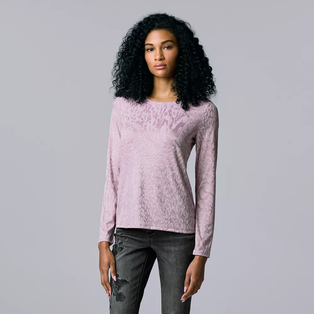 Women's Simply Vera Vera Wang Textured Crewneck Tee 4 Women's Simply Vera Vera Wang Textured Crewneck Tee - Image 2