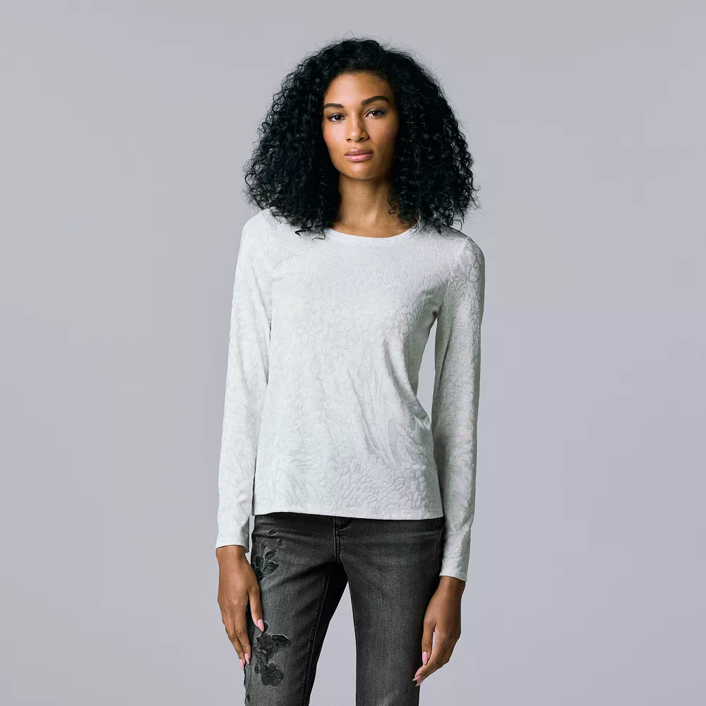 Women's Simply Vera Vera Wang Textured Crewneck Tee 6 Women's Simply Vera Vera Wang Textured Crewneck Tee - Image 4