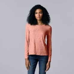 Women's Simply Vera Vera Wang Textured Crewneck Tee 16 Women's Simply Vera Vera Wang Textured Crewneck Tee -Simply Vera Vera Wang Shop 5684498 Rosette
