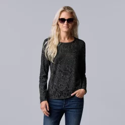 Women's Simply Vera Vera Wang Textured Crewneck Tee 18 Women's Simply Vera Vera Wang Textured Crewneck Tee -Simply Vera Vera Wang Shop 5684498 Vera Black