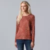 Petite Simply Vera Vera Wang Textured Crewneck Tee -Simply Vera Vera Wang Shop 5688945 Aged Wine