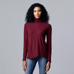 Petite Simply Vera Vera Wang Cozy Asymmetrical-Hem Turtleneck -Simply Vera Vera Wang Shop 5688947 Aged Wine