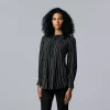 Petite Simply Vera Vera Wang Shirred Pintuck Blouse -Simply Vera Vera Wang Shop 5688950 Night Stripe