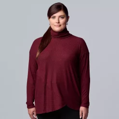 Plus Size Simply Vera Vera Wang Cozy Asymmetrical-Hem Top -Simply Vera Vera Wang Shop 5690726 Aged Wine