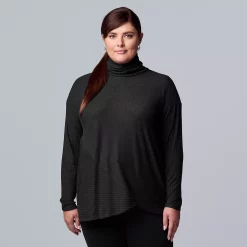 Plus Size Simply Vera Vera Wang Cozy Asymmetrical-Hem Top -Simply Vera Vera Wang Shop 5690726 Vera Black