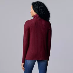 Women's Simply Vera Vera Wang Asymmetrical Ribbed Turtleneck Top -Simply Vera Vera Wang Shop 5695759 ALT