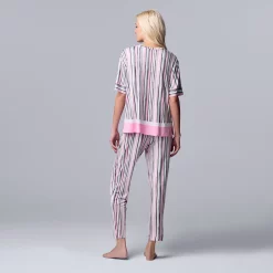 Women's Simply Vera Vera Wang Short Sleeve Pajama Top & Cropped Pajama Pants Sleep Set -Simply Vera Vera Wang Shop 5702040 ALT