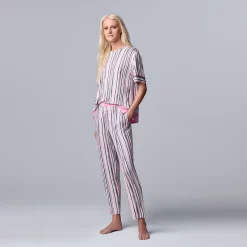 Women's Simply Vera Vera Wang Short Sleeve Pajama Top & Cropped Pajama Pants Sleep Set -Simply Vera Vera Wang Shop 5702040 ALT2