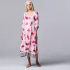 Women's Simply Vera Vera Wang 3/4 Sleeve Maxi Caftan -Simply Vera Vera Wang Shop 5702045 Lt Pink Floral