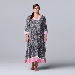 Plus Size Simply Vera Vera Wang 3/4 Sleeve Maxi Caftan