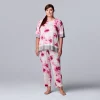 Plus Size Simply Vera Vera Wang Short Sleeve Pajama Top & Cropped Pajama Pants Set -Simply Vera Vera Wang Shop 5702051 Lt Pink Floral