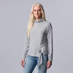 Women's Simply Vera Vera Wang Cozy Knot-Front Top 11 Women's Simply Vera Vera Wang Cozy Knot-Front Top -Simply Vera Vera Wang Shop 5790635 Dovetail Heather