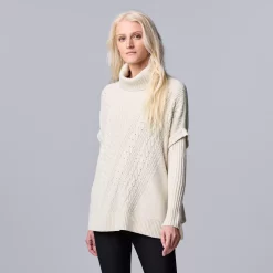 Women's Simply Vera Vera Wang Traveling Cable-Knit Poncho Sweater 10 Women's Simply Vera Vera Wang Traveling Cable-Knit Poncho Sweater -Simply Vera Vera Wang Shop 5797212 Tropical Sand
