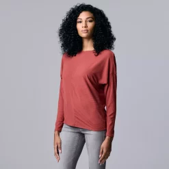 Women's Simply Vera Vera Wang Cozy Ribbed Top -Simply Vera Vera Wang Shop 5804140 Mauve Elegance