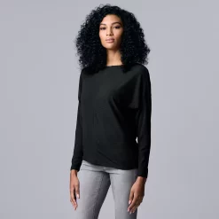 Women's Simply Vera Vera Wang Cozy Ribbed Top -Simply Vera Vera Wang Shop 5804140 Vera Black
