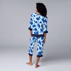 Women's Simply Vera Vera Wang 3/4 Sleeve Pajama Top and Capri Pajama Pants Sleep Set -Simply Vera Vera Wang Shop 5804564 ALT