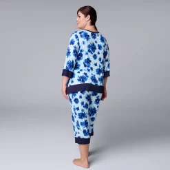 Plus Size Simply Vera Vera Wang 3/4 Sleeve Pajama Top and Capri Pajama Pants Sleep Set -Simply Vera Vera Wang Shop 5809676 ALT