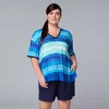 Plus Size Simply Vera Vera Wang Short Sleeve Pajama Top and Bermuda Pajama Shorts Sleep Set -Simply Vera Vera Wang Shop 5809677 Blue Stripe