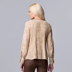 Women's Simply Vera Vera Wang Pleated Splitneck Top -Simply Vera Vera Wang Shop 5810998 ALT