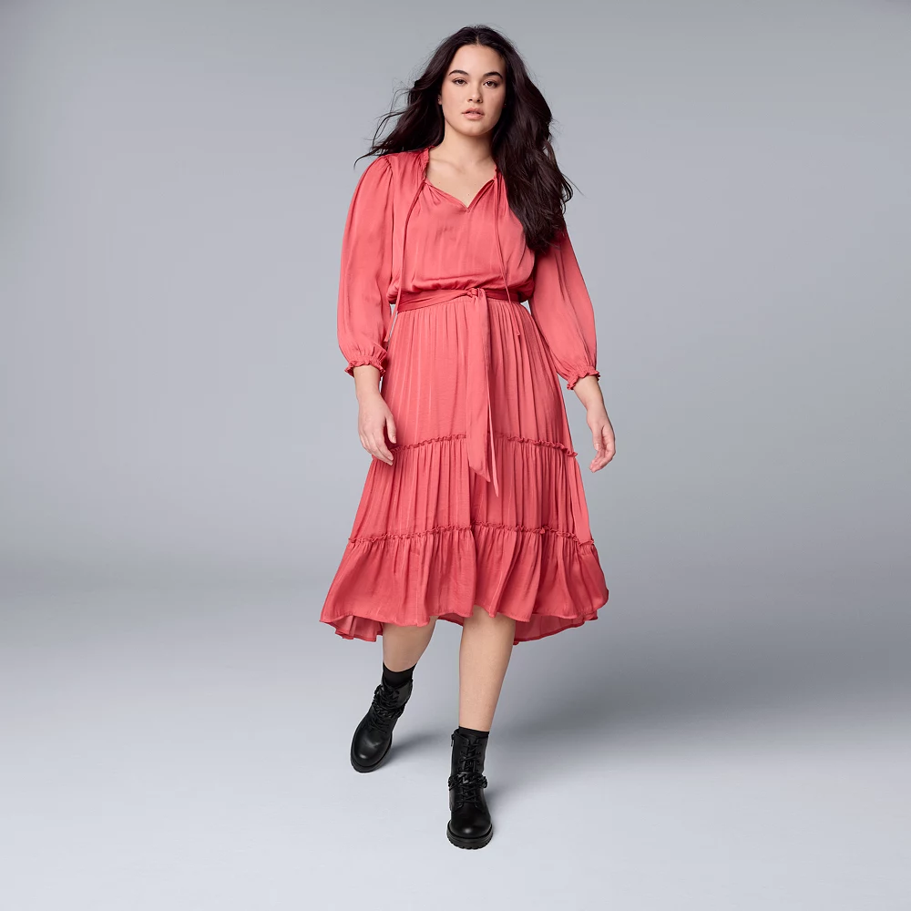 Women's Simply Vera Vera Wang High-Low Tiered Midi Dress 6 Women's Simply Vera Vera Wang High-Low Tiered Midi Dress - Image 4