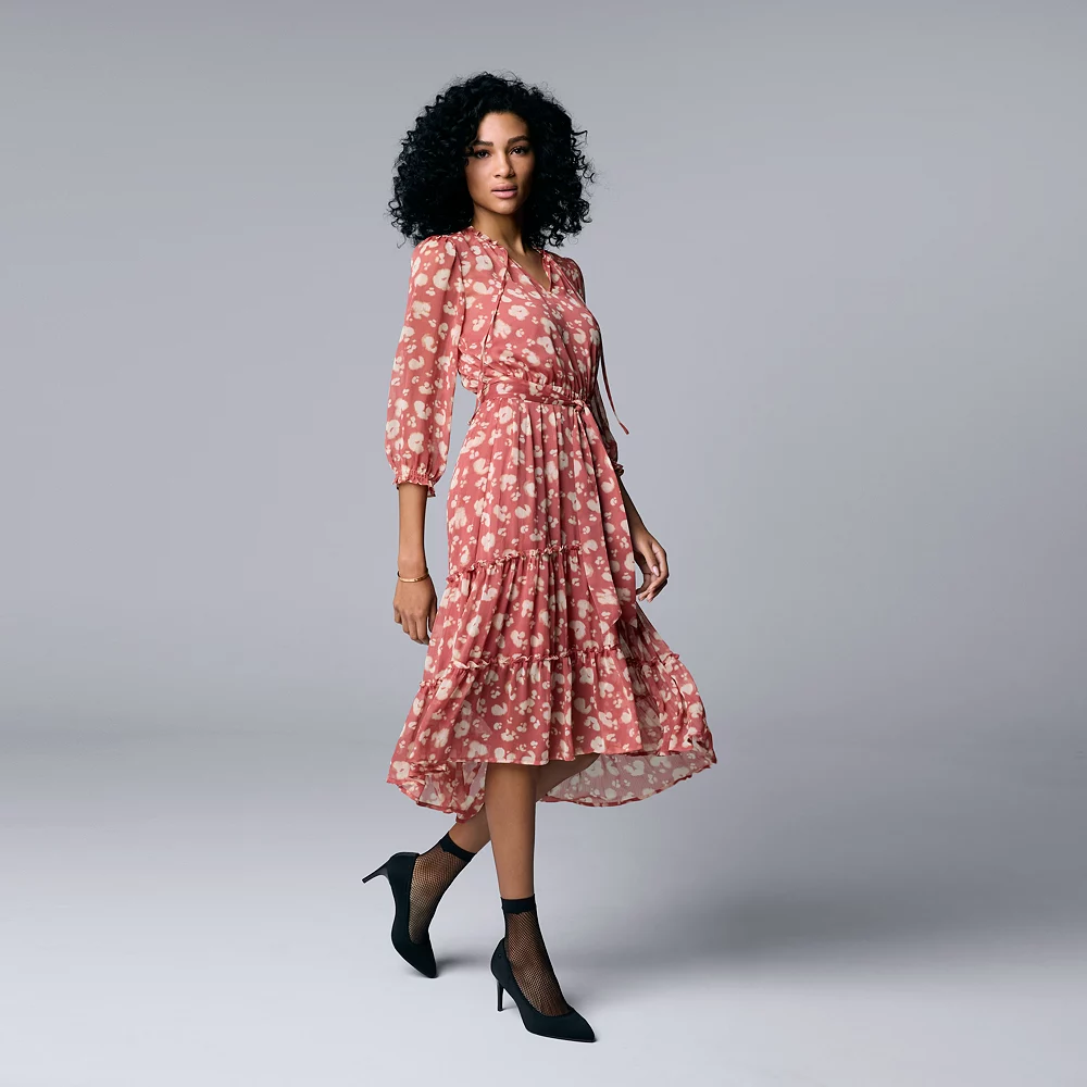 Women's Simply Vera Vera Wang High-Low Tiered Midi Dress 3 Women's Simply Vera Vera Wang High-Low Tiered Midi Dress