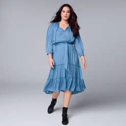 Women's Simply Vera Vera Wang High-Low Tiered Midi Dress 8 Women's Simply Vera Vera Wang High-Low Tiered Midi Dress -Simply Vera Vera Wang Shop 5836917 Sky Blue