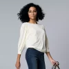 Women's Simply Vera Vera Wang Banded-Hem Draped Top -Simply Vera Vera Wang Shop 5841061 Vanilla