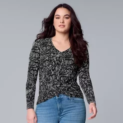 Women's Simply Vera Vera Wang Twist-Front Top -Simply Vera Vera Wang Shop 5853079 Graphic Abstract