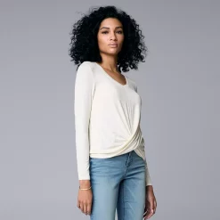 Women's Simply Vera Vera Wang Twist-Front Top -Simply Vera Vera Wang Shop 5853079 Vanilla