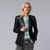 Women's Simply Vera Vera Wang Faux-Leather Blazer -Simply Vera Vera Wang Shop 5856862