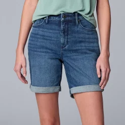 Women's Simply Vera Vera Wang High-Waist Cuffed Jean Shorts