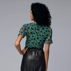 Women's Simply Vera Vera Wang Mixed-Media Top -Simply Vera Vera Wang Shop 5883436 ALT