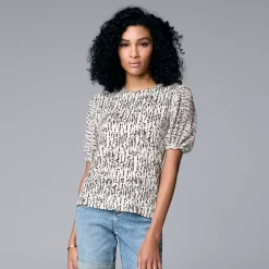 Women's Simply Vera Vera Wang Mixed-Media Top -Simply Vera Vera Wang Shop 5883436 Striped Texture