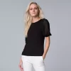Women's Simply Vera Vera Wang Mixed-Media Top -Simply Vera Vera Wang Shop 5883436 Vera Black